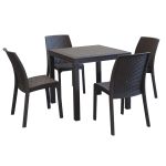 CALIGOLA - set tavolo in resina effetto rattan cm 80 x 80 x 74 h con 4 sedie Alma