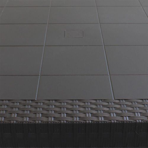 CALIGOLA - set tavolo in resina effetto rattan cm 80 x 80 x 74 h con 4 poltrone Alma