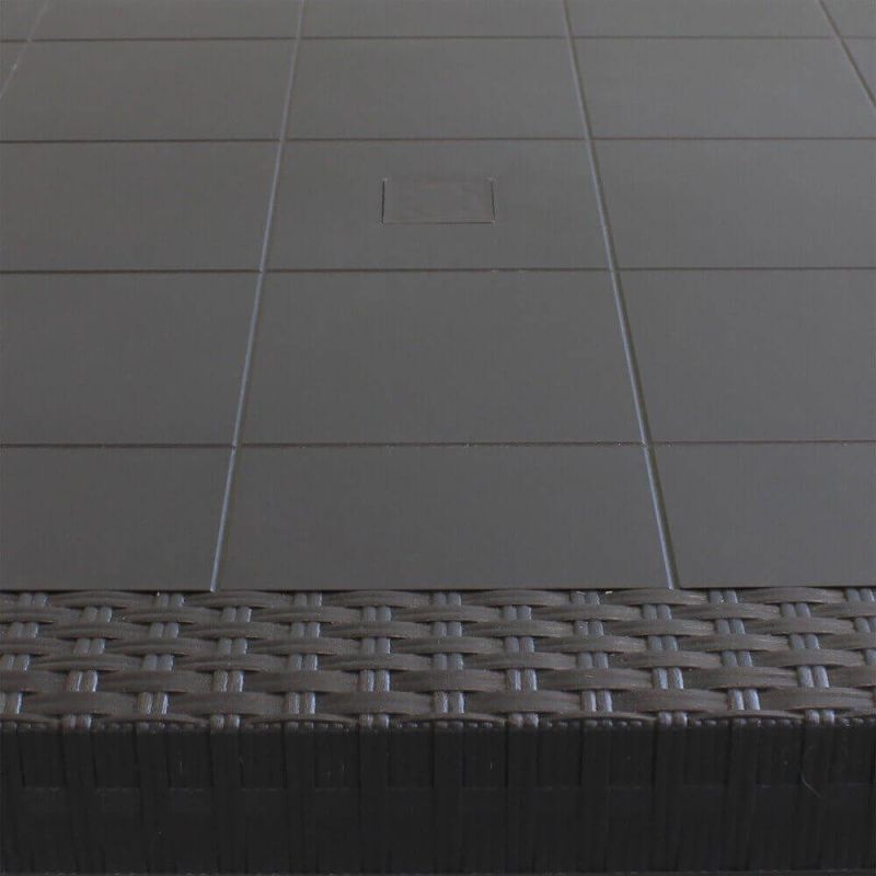 CALIGOLA - set tavolo in resina effetto rattan cm 80 x 80 x 74 h con 4 poltrone Alma