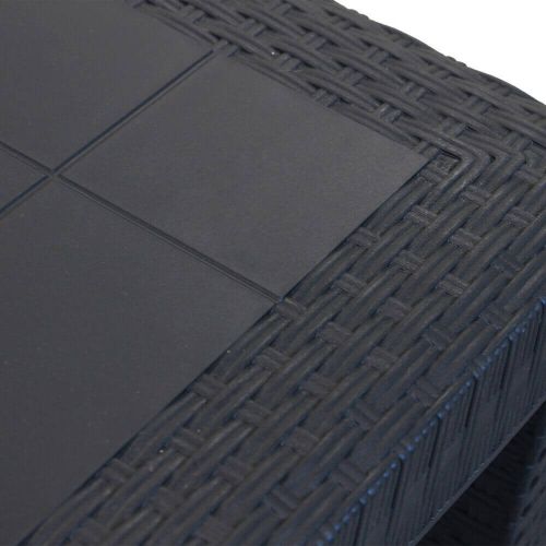 CALIGOLA - set tavolo in resina effetto rattan cm 80 x 80 x 74 h con 4 poltrone Alma