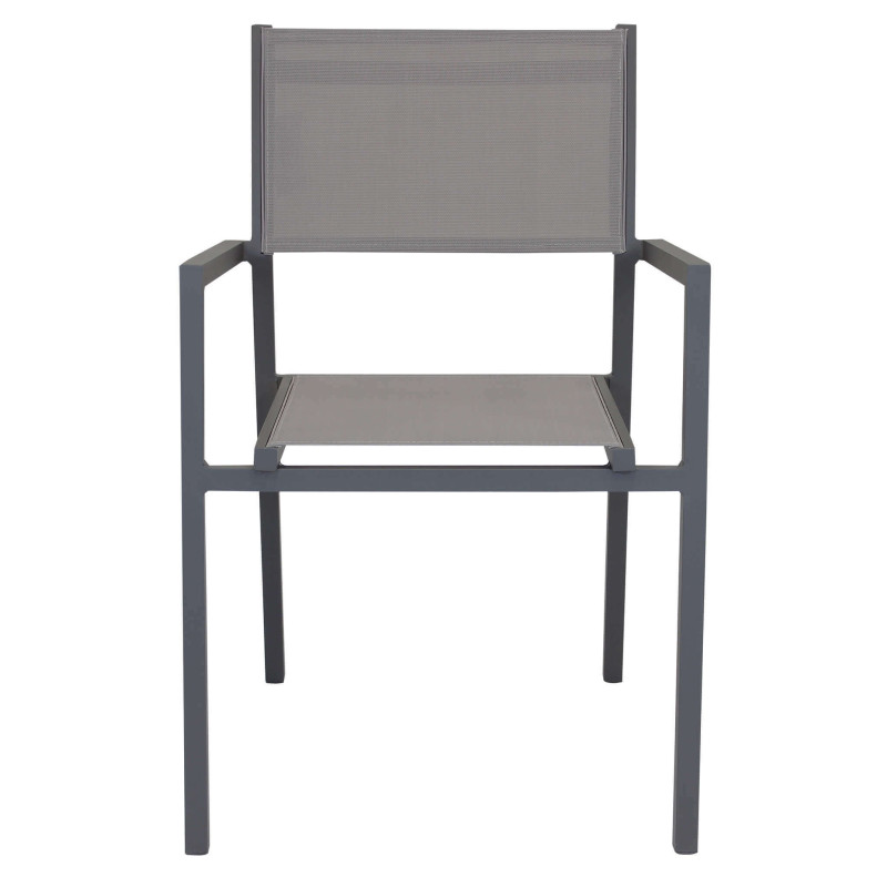 DEXTER - set tavolo in alluminio cm 160/240 x 90 x 75 h con 4 poltrone Aulus