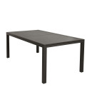 DEXTER - set tavolo in alluminio e teak cm 200/300 x 100 x 74 h con 10 poltrone Aulus
