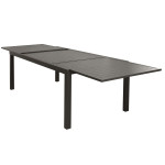 DEXTER - set tavolo in alluminio e teak cm 200/300 x 100 x 74 h con 6 poltrone Aulus