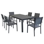 DEXTER - set tavolo in alluminio cm 200/300 x 100 x 74 h con 6 poltrone Venus