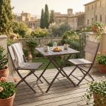 ABELUS - set tavolo in alluminio cm 70 x 70 x 73 h con 2 sedie Gaja