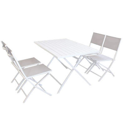 ABELUS - set tavolo in alluminio e teak cm 130 x 77 x 73 h con 4 sedie Gaja