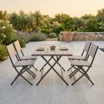 ABELUS - set tavolo in alluminio cm 130 x 77 x 73 h con 4 sedie Gaja