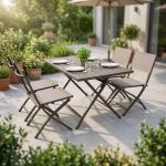 ABELUS - set tavolo in alluminio cm 130 x 77 x 73 h con 4 sedie Gaja