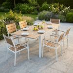 VIDUUS - set tavolo in alluminio e polywood cm 160/240 x 95 x 75 h con 6 poltrone Viduus