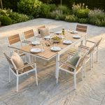 VIDUUS - set tavolo in alluminio e polywood cm 160/240 x 95 x 75 h con 8 poltrone Viduus