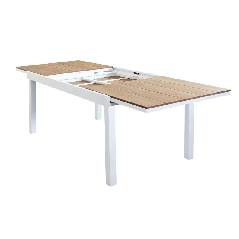 VIDUUS - set tavolo in alluminio e teak cm 160/240 x 95 x 75 h con 8 poltrone Viduus
