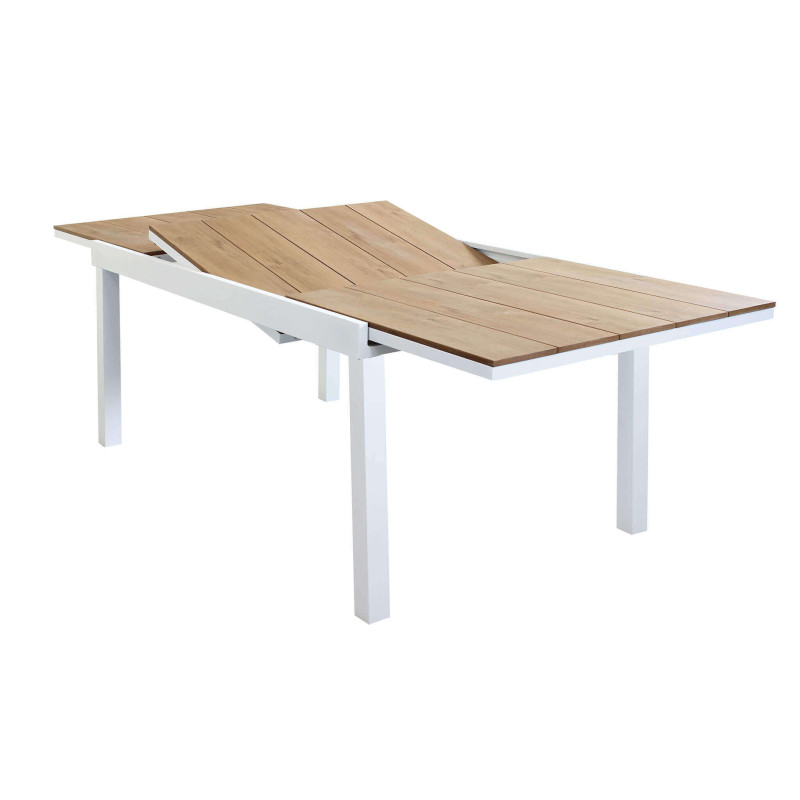 VIDUUS - set tavolo in alluminio e teak cm 200/300 x 95 x 74 h con 6 poltrone Viduus