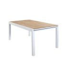 VIDUUS - set tavolo in alluminio e teak cm 200/300 x 95 x 74 h con 6 poltrone Viduus