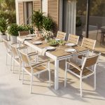 VIDUUS - set tavolo in alluminio e polywood cm 200/300 x 95 x 74 h con 8 poltrone Viduus