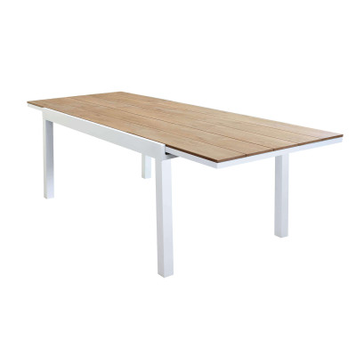 VIDUUS - set tavolo in alluminio e teak cm 200/300 x 95 x 74 h con 8 poltrone Viduus