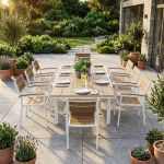 VIDUUS - set tavolo in alluminio e polywood cm 200/300 x 95 x 74 h con 8 poltrone Viduus