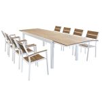 VIDUUS - set tavolo in alluminio e polywood cm 200/300 x 95 x 74 h con 8 poltrone Viduus