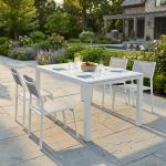 DEXTER - set tavolo in alluminio cm 160/240 x 90 x 75 h con 4 sedie Aulus