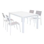 DEXTER - set tavolo in alluminio cm 160/240 x 90 x 75 h con 4 sedie Aulus