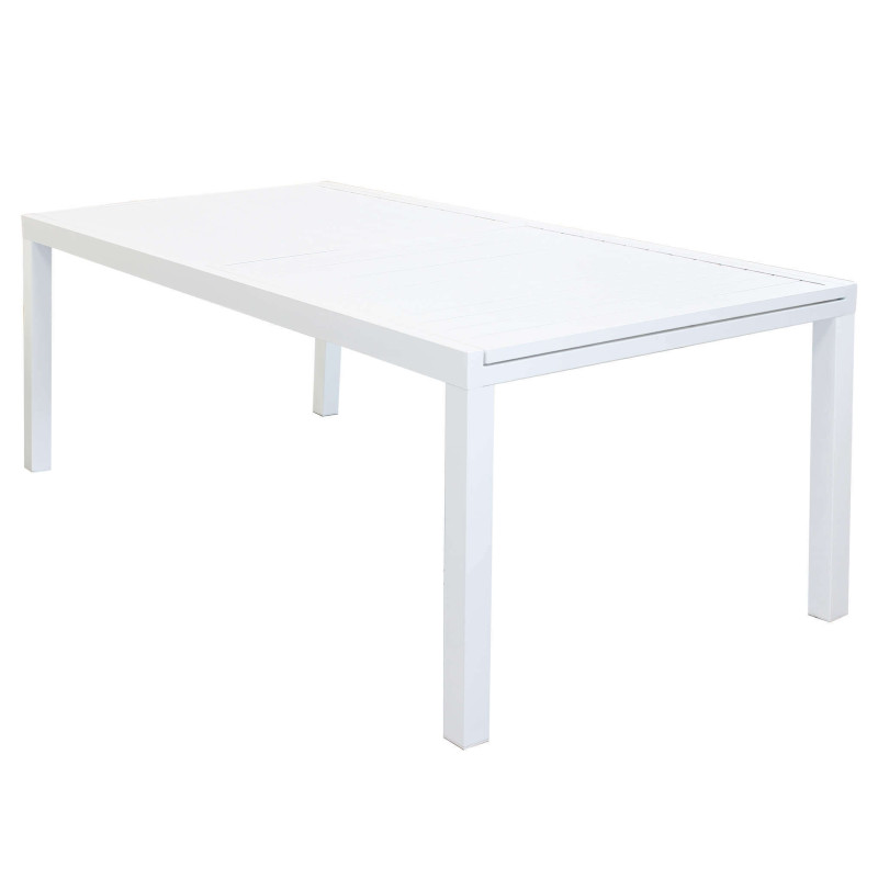 DEXTER - set tavolo in alluminio e teak cm 200/300 x 100 x 74 h con 6 sedie Aulus