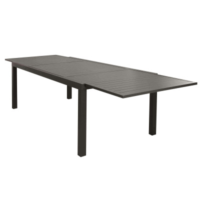 DEXTER - set tavolo in alluminio e teak cm 200/300 x 100 x 74 h con 8 sedie Aulus