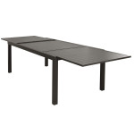 DEXTER - set tavolo in alluminio e teak cm 200/300 x 100 x 74 h con 8 sedie Aulus