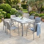 AXONA - set tavolo in wicker cm 150 x 90 con 6 poltrone Axona