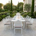 DEXTER - set tavolo in alluminio cm 200/300 x 100 x 74 h con 10 poltrone Dexter