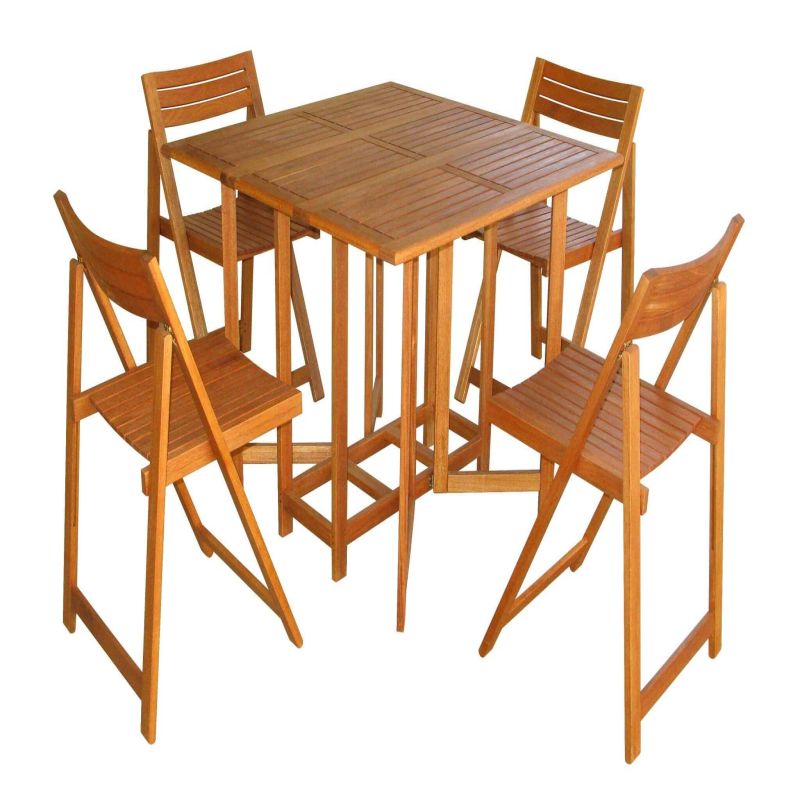 FALCO - set tavolo e 4 sedie in acacia