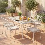 VENTUS - set tavolo in ferro cm 160 x 90 x 74 h con 4 poltrone Ventus