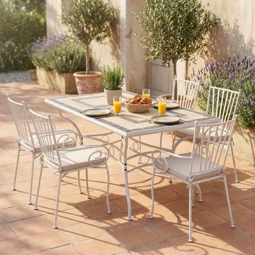 VENTUS - set tavolo in ferro cm 160 x 90 x 74 h con 4 poltrone Ventus