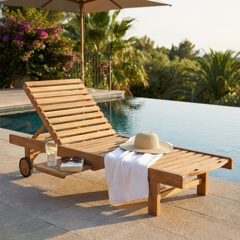 FIBULA - lettino prendisole in legno di teak