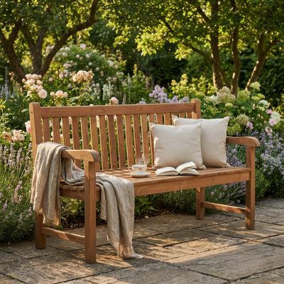 LIGULA - panca da giardino in legno di teak 3 posti