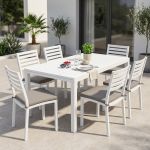 DEXTER - set tavolo in alluminio cm 200/300 x 100 x 74 h con 6 sedie Dexter