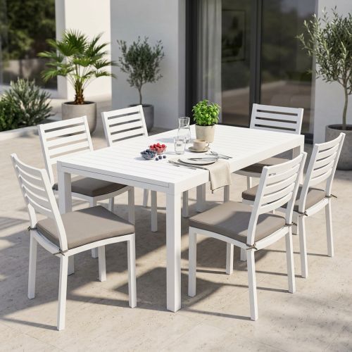 DEXTER - set tavolo in alluminio cm 200/300 x 100 x 74 h con 6 sedie Dexter