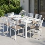 DEXTER - set tavolo in alluminio cm 200/300 x 100 x 74 h con 6 sedie Dexter