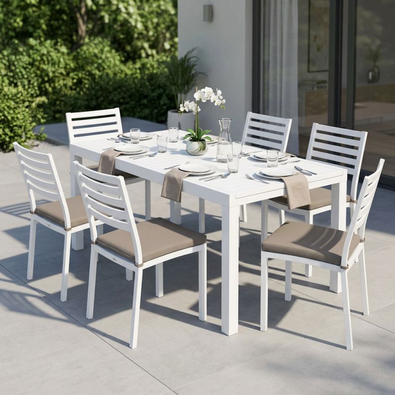 DEXTER - set tavolo in alluminio cm 200/300 x 100 x 74 h con 6 sedie Dexter