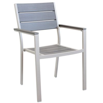 TRIUMPHUS - set tavolo in alluminio e polywood cm 180/240 x 100 x 73 h con 8 poltrone Xanthus