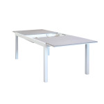 TRIUMPHUS - set tavolo in alluminio e teak cm 180/240 x 100 x 73 h con 6 poltrone Xanthus