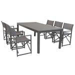 DEXTER - set tavolo in alluminio cm 200/300 x 100 x 74 h con 6 poltrone Carpenter