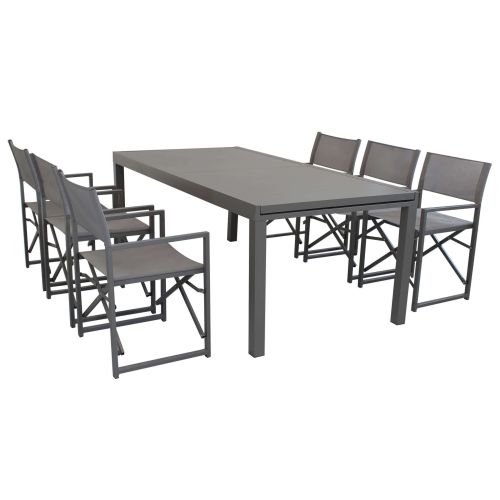 DEXTER - set tavolo in alluminio cm 200/300 x 100 x 74 h con 6 poltrone Carpenter