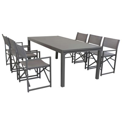 DEXTER - set tavolo in alluminio cm 200/300 x 100 x 74 h con 6 poltrone Carpenter