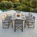 DEXTER - set tavolo in alluminio cm 200/300 x 100 x 74 h con 8 poltrone Carpenter