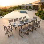 DEXTER - set tavolo in alluminio cm 200/300 x 100 x 74 h con 10 poltrone Carpenter