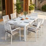 DEXTER - set tavolo in alluminio cm 200/300 x 100 x 74 h con 6 poltrone Dexter