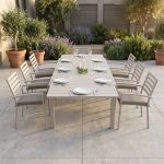 DEXTER - set tavolo in alluminio cm 200/300 x 100 x 74 h con 6 poltrone Dexter