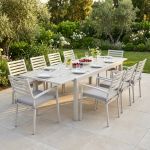 DEXTER - set tavolo in alluminio cm 200/300 x 100 x 74 h con 8 poltrone Dexter