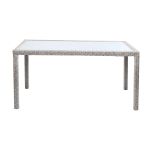 AXONA - set tavolo in alluminio e teak cm 150 x 90 con 4 poltrone Axona