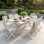 CAESAR - set tavolo in legno massiccio di acacia con 8 sedie Sortis