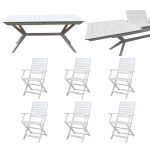 CAESAR - set tavolo in legno massiccio di acacia con 6 poltrone Sortis